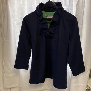 💥 Ruffle collar 3/4 sleeve stretchy top. Chic!